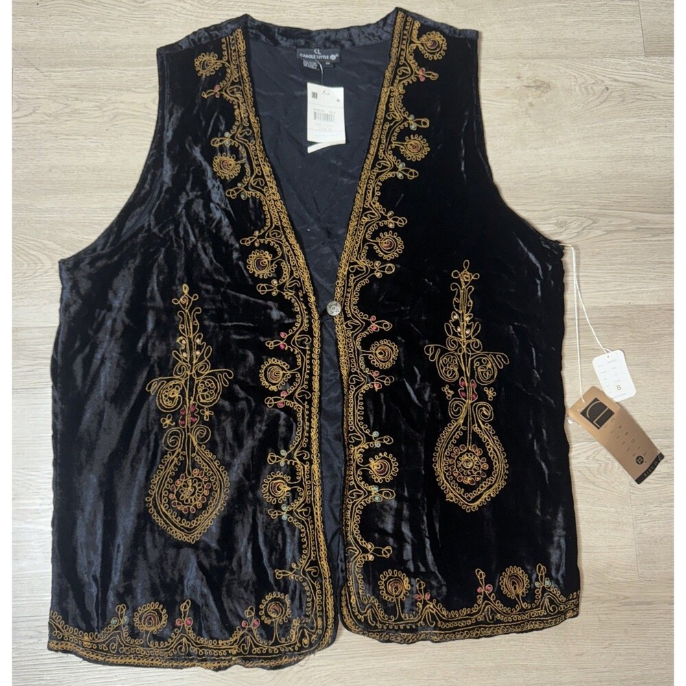 NWT Carole Little Black 100% Rayon Vest Plus Size 2XL $88 MSRP Made In India